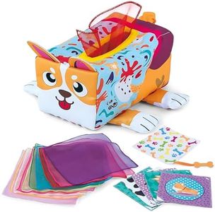 Adpartner Baby Tissue Box Toy, Montessori Sensory Baby Toys for Babies 6 to 12 Months, Soft Educational Tissue Box with Crinkle Cards Colorful Scarves Early Learning 1 Year Old Boys Girls