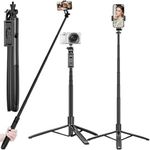 Hold UP Long Selfie Stick Tripod Extra-Long Selfie Stick with Tripod Stand Upto 61 inch/156 cm Camera Stick Portable Selfie Stick for vlogging, Video Recording, Live Streaming