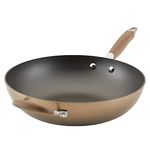 Anolon Advanced Home Hard Anodized Nonstick Wok/Stir Fry Pan, 12 Inch, Bronze