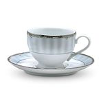 Noritake Japan - Porcelain Tea Cup Saucer Set of 12, Service for 6 - Kitchen & Dining Luxury Gold Tableware Coffee and Tea Mug Set in Gift Box - Hearth Collection Monarch Platinum Tea Set