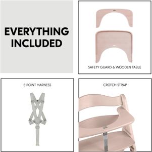 hauck Beta+ Wooden High Chair – Whitewashed Adjustable Seat