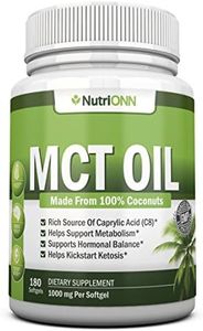 MCT Oil - 3000mg Per Serving - 180 Softgels - Made from 100% Organic Coconuts - Non GMO, Cold Pressed, Paleo Friendly Capsules - Great for Mental Focus and Energy Boost