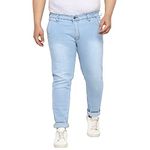 Urbano Plus Men's Ice Blue Regular Fit Washed Jeans Stretchable (plusepsrustsprcrsp-iceblue-44)