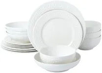 Joseph Sedgh Collection 16-piece Bone China Dinnerware Set, Service for 4, Greek Key White