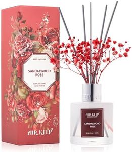 Airkeep Reed Diffuser Set,3.38 fl oz (100 ml) - Sandalwood Rose Oil Diffusers with 8 Reed Sticks,Home Fragrance Reed Diffuser for Bathroom Shelf Decor