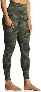 ZUTY 7/8 Workout Leggings for Women High Waisted Leggings with Pockets Squat Proof Yoga Ankle Leggings Plus Size 25", Army Green Camo, X-Large