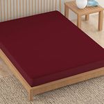 HOKIPO Cotton Feel Terry Ultra Soft Waterproof 200GSM Mattress Protector Queen Size Bed | Breathable - Hypoallergenic Mattresses Cover Queen Size (78x60 inch | 6.5x5 feet) - Maroon (IN-593-NBL)