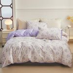 HighBuy Boho Floral Comforter Set Queen Size Reversible Comfy Comforters for Queen Bed,Luxurious Soft Comforter with 2 Pillowcases,All Season,Skin Friendly Cooling Comforter for Women Girl