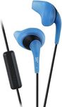 JVC Blue and Black Nozzel Secure Comfort Fit Sweat Proof Gumy Sport Earbuds with Long Colored Cord Remote and Mic HA-ENR15A