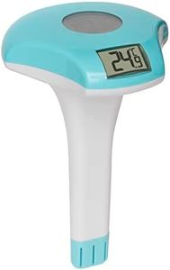 TFA Dostmann Digital Pool Thermometer 30.2033.20 Solar Powered Floating with Fixing Line Measure Water Temperature White/Turquoise