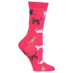 Hot Sox womens Cat Lovers Novelty Fashion Casual Crew Socks, Cats (Hot Pink), 4-10