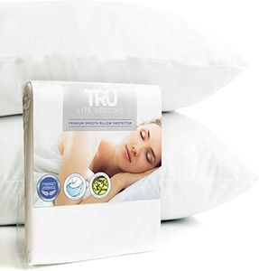 TRU Lite Bedding Pillow Protector Zippered Pillow Cases | Irritant Protector | Premium Breathable Smooth Surface Cover | 100% Waterproof | Zippered Encasement | Set of 2 | Queen Size