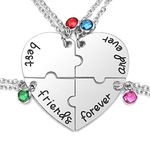 Jovivi Best Friends Forever and Ever Friendship Necklaces for 3/4,Alloy Heart Matching Puzzle Piece BBF Pendant Necklace Friendship Jewelry Birthday Gifts, Rhinestone, No Gemstone