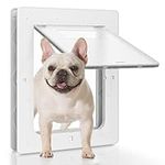 Dog Door, Plastic Pet Door by PETOUCH, 8.5" x 11.5" Inner Frame for Medium Dog and Pets, Easy to Install, 2-Way Locks, Durable Frame Doggy Door for Door, Screen & Wall, White Doggie Door, Medium