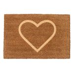 Nicola Spring Coir Door Mat - 60 x 40cm - Embossed Heart - Pack of 1 - Decorative Indoor Front Door Floor Mat Entry Dirt Trapper Rug Outdoor Boot Scraper Non Slip Backing Doormat