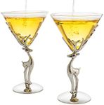 Stag Antler Cocktail Martini Glasses, Set of 2 - by The Wine Savant, 8oz Elegant Glasses Set for any Home Bar - Luxury Glass Deer Figurine, Stag Lover Gifts, Nature Lover Gifts (Martini / Champagne)