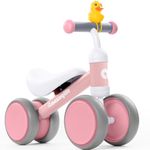 Baby Balance Bike for 1 Year Old Boys Girls Gifts, 10-24 Months Toddler Balance Bike with Duck Bell, No Pedal 4 Wheels Infant Baby Walker Balance Bike, Ride On Toys for 1 Year Old - One Size