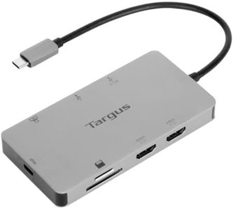 Targus USB-C Docking Station, Dual HDMI 4K Monitor Display Ports, Gigabit Ethernet, Micro SD, 2x USB 3.0 with 100W Power Delivery - Silver (DOCK423EU)