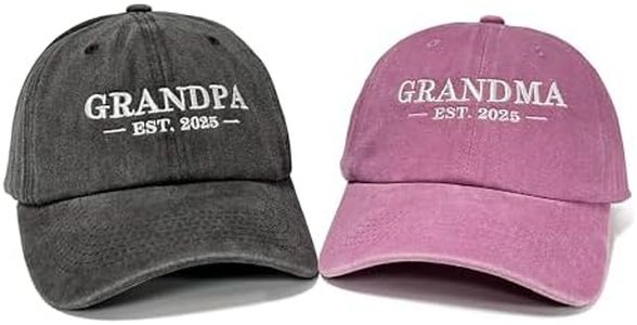 Hepandy Grandpa Grandma 2025 Hats, Birthday Gifts for for Men Women, Washed Black & Pink Embroidered Baseball Caps Dad Hat