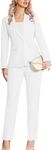 Kelyaa Women's 2 Piece Suit Notched Lapel One Button Slim Fit Business Office Work Tuxedo Blazer Pants Set White