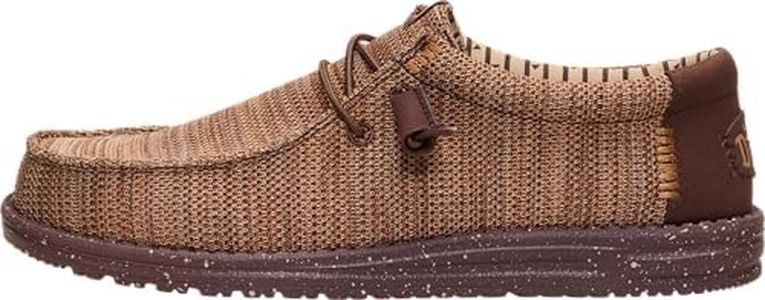 HEYDUDE Men’s Wally Stretch Sox Slip On Shoe, Shaved Chocolate/Multi Size 8 | Lightweight Breathable Mesh Loafer | Sock Like Stretch Fit