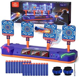 Lehoo Castle Bersaglio per Nerf con 4 Obiettivi, Bersaglio Pistola Auto-Reset Elettrico con Luci, Suoni e Frecce in Schiuma, Regali Giocattoli per 6 7 8 9 10 Anni Regali di Compleanno per Bambini(Blu)