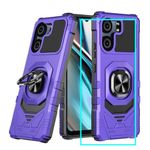 Aulzaju for BLU View 5 Case with Screen Protector,Blu View 5 Phone Case with Magnetic Ring Kickstand,Rugged Dual Layer Heavy Duty Military Grade Shockproof Cover for Blu View 5 B160v Purple