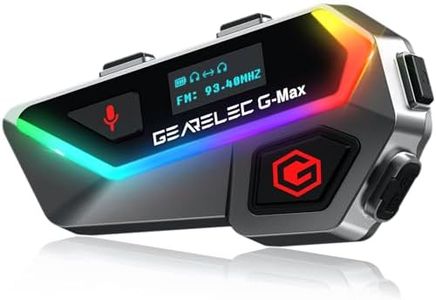GEARELEC Motorcycle Helmet Speakers [ HiFi Stereo Sound ] [ Screen and RGB Lights ] 80Mph Clear Calls Motorcycle Helmet Bluetooth Headset, 2000M 6 Riders Motorcycle Bluetooth Headset
