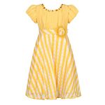 Richie House Girls' Dress with Matching Decorative Diamond RH2642-D-8/9 Yellow