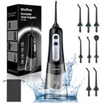 Cordless Water Flosser for Teeth Cleaning, 4 Modes Portable Water Floss with 8 Jet Tips, 300ML Tank, Rechargeable Power with IPX7 Waterproof for Travel Home (Black)