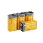 Amazon Basics 9 Volt Everyday Alkaline Batteries, 4 Count (9V/6LR61) (Appearance may vary)