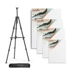 Grandink Portable Lightweight Tripod Easel for Professional Artists, Metal Display Easel Stand with, 4 Different Sizes of Canvas Boards