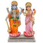 alikiki Vishnu Lakshmi Narayana Statue – 4.7 Inch Lord Vishnu W/Laxmi MATA Indian Diwali Pooja Item Murti Gifts for Indian Couple Friend Family Home Office Mandir Temple Puja Decor