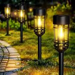 GIGALUMI Solar Pathway Lights 12 Pack, Outdoor Solar Lights Waterproof, Path Lights Solar Powered for Walkway Driveway Yard Patio Lawn Decor (Warm White)