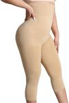 Takusun High Waisted Shapewear Leggings for Women Tummy Control Body Shaper Capri Butt Lifter Thigh Slimmer, Nude, X-Large