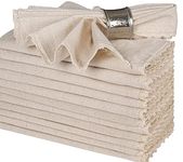 BEDDING CRAFT Set of 12 Linen Flax Cotton Cloth Dinner Napkin 18x18 with Lace in Natural Mitered Corners- Perfect for Wedding, Dinner, Parties and Table Decorations