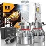 ANTEMOON H7 LED Headlight Bulbs, 110W 30000LM 800% Brightness 6500K Cool White H7 Headlight Bulbs with Fan 12V 24V Halogen Replacement Conversion Kit IP68 Waterproof, Pack of 2