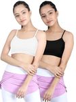 DChica Sports Bra for Girls, Cotton Non-Padded Full Coverage Beginners Non-Wired Girls T-Shirt Workout Gym Bra, Printed Stylish Broad Strap Training Bra for Teenager Kids (2 Pcs)