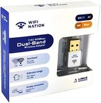 WiFi Nation® WiFI Dongle Mini 802.11ac AC600 USB Wifi adapter, internet dongle, chipset: Realtek RTL8811AU, Dual Band 2.4GHz or 5GHz, Windows, MacOS and Linux Supported - White