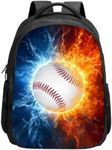 KAFFUL Kids Sport Balls Backpack for Boys & Girls, Cool Fire and Ice Balls School Bookbag for Elementary Kids, 15.7 Inches, Baseball, One Size, Daypack Backpacks