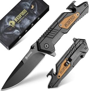 NedFoss Pocket Folding Knife AK10, 4 in 1 Pocket Knife for Men, Survival Tactical Knife with Liner-Lock Belt Clip, Seat Belt Cutter, Glass Breaker, Bottle Opener, Hunting knife for Camping Hiking,Fathers Day Dad Gifts for Men from Daughter Wife Son