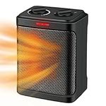 andily Space Heater Electric Heater for Home and Office Ceramic Small Heater with Thermostat, 750W/1500W (Matte black)