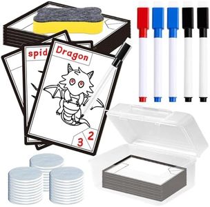 66Pcs Dry Erase Cards Set 30Pcs Reusable Dry Erase Tokens Double-Sided Blank Index Card for Magic DIY Games Tokens, 30 Plastic Tokens & 5 Markers & 1 Eraser in Box
