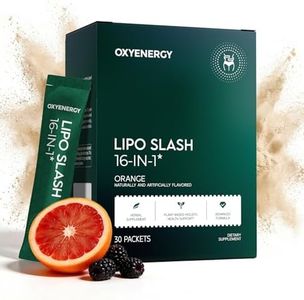 OxyEnergy LIPO Slash 16-in-1 Natural Weight Loss Supplement for Women and Men, Supports Gut Health, GLP-1 Activate & Weight Management, Vegan, Gluten-Free, Non-GMO, 30 Packets, Orange Flavor
