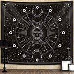 Sun Moon Tapestry Wall Hanging Stars Space Psychedelic Black and White Tapestries Wall Tapestry for Bedroom Aesthetic Home Wall Room Decor