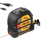 PREXISO 2-in-1 Laser Tape Measure, 135 Ft / 41 m Rechargeable Digital Laser Measurement Tool & 16 Ft / 5 m Measuring Tape - Pythagorean Mode, Area, Volume, Ft/Ft+in/in/M Unit Laser Distance Meter