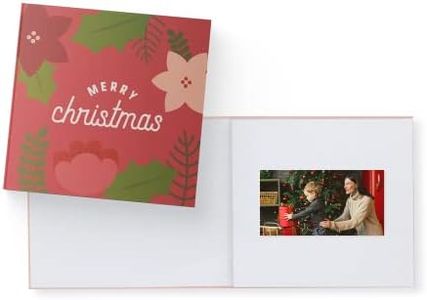 Heirloom Christmas Red Video Book - Create Your Own Digital Greeting Card Gift with Your Memories - Anniversary, Christmas, Wedding - Plays 10 Minutes of Video and Photos