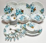 oromax Zara Round Melamine Floral Print Dinner Set Of 40Pcs., White