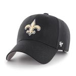 47 NFL New Orleans Saints MVP Unisex Baseball Cap, Adjustable Hook & Loop Strap, Team Logo, Colour Black