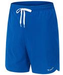 TBMPOY Men's Running Shorts Swim Trunk Shorts Quick Dry Lightweight Beach Drawstring Casual with Mesh Lining CA BU L Blue